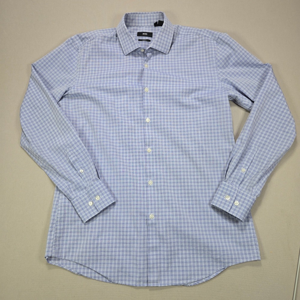 Hugo Boss Light Blue & White Check Dress Shirt